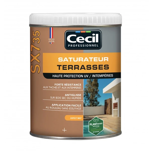 Cecil Traitement Du Bois Saturateur Pour Terrasse Bois - SX735 Cécil - Teck Aspect Mat - 1 Litre 1 Cecil Traitement Du Bois Saturateur Pour Terrasse Bois - SX735 Cécil - Teck Aspect Mat - 1 Litre