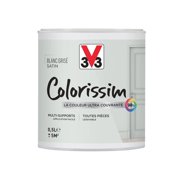 Peinture V33 Colorissim Satin Blanc Grisé Peinture Acrylique Multisupports Colorissim Satin Blanc Grisé 500ml V33 1 Peinture V33 Colorissim Satin Blanc Grisé Peinture Acrylique Multisupports Colorissim Satin Blanc Grisé 500ml V33