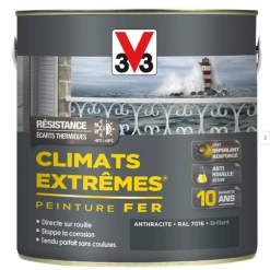 Peintures Antirouille Et Spéciales Fer Peinture Fer Spéciale Climats Extrêmes V33 Brillant Anthracite 0,25L -Chimiqui Boutique climat extreme v33 anthr