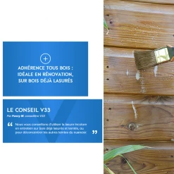 Lasure Pour Bois Lasure Classique V33 Bois Neufs Anciens Tenue 4 Ans Chêne Doré Satin 1L -Chimiqui Boutique conseil v33 2