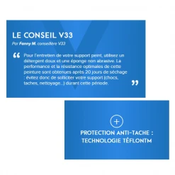 Peinture Pour Cuisine Et Salle De Bain Peinture Rénovation Perfection Cuisine V33 Blanc Mat Velouté Pot 2L -Chimiqui Boutique conseil v33 peinture renova 1