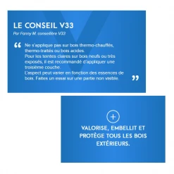 Lasure Pour Bois Lasure Bois Extérieur V33 Résine HP Chêne Doré Satin 125ml -Chimiqui Boutique conseils v33 lasure hp les 2