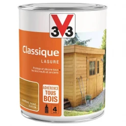 Lasure Pour Bois Lasure Classique V33 Bois Neufs Anciens Tenue 4 Ans Chêne Doré Satin 1L -Chimiqui Boutique lasure chene dore 1l