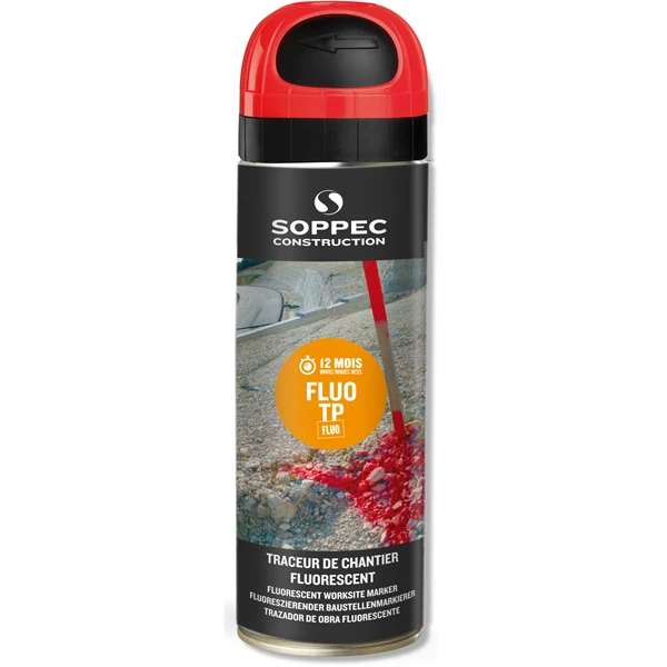 Peinture Traceur De Chantier FLUO TP Rouge Fluorescent Soppec 141513 1 Peinture Traceur De Chantier FLUO TP Rouge Fluorescent Soppec 141513