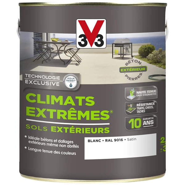Peinture Sol Climats Extrêmes Satin Blanc 2.5 L V33 106745 1 Peinture Sol Climats Extrêmes Satin Blanc 2.5 L V33 106745