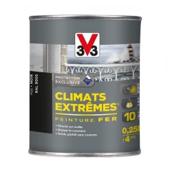 Peintures Antirouille Et Spéciales Fer Peinture Fer Anti-rouille V33 Climats Extrêmes Noir Mat 250ml -Chimiqui Boutique peinture fer speciale climats extremes v33 aspect mat couleur noir pot de 0 25 litres
