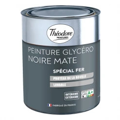 Theodore Peintures Peintures Antirouille Et Spéciales Fer Peinture Glycéro Antirouille Fer Théodore Peintures Noir Mat 0,5L