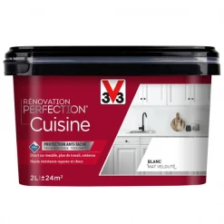Peinture Pour Cuisine Et Salle De Bain Peinture Rénovation Perfection Cuisine V33 Blanc Mat Velouté Pot 2L -Chimiqui Boutique peinture renovation blanc m