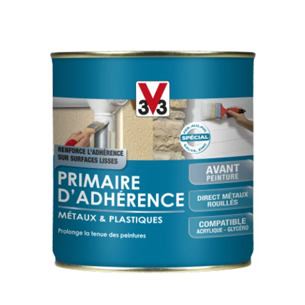 Peintures Antirouille Et Spéciales Fer Primaire Adhérence V33 Métaux Et Plastiques Gris Clair Mat Pot 0,5L 2 Peintures Antirouille Et Spéciales Fer Primaire Adhérence V33 Métaux Et Plastiques Gris Clair Mat Pot 0,5L – Image 2