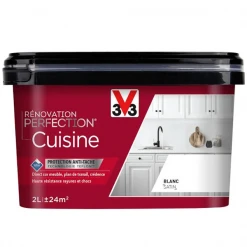 Peinture Pour Cuisine Et Salle De Bain Peinture Rénovation Perfection Cuisine V33 Blanc Satin Pot 2L -Chimiqui Boutique renovation perfection blanc