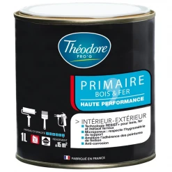 Théodore Prog Peintures Antirouille Et Spéciales Fer Sous-couche Anti-corrosion Intérieur/extérieur - Bois Et Métaux - Primaire Théodore Pro'G - Pot 1L