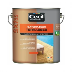Traitement Du Bois Saturateur Terrasse Bois SX725 Cecil Professionnel Cèdre Gris Mat 5L