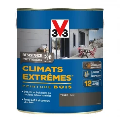 Peinture Exterieure Bois Peinture Bois Extérieurs V33 Climats Extrêmes Taupe Satin Pot 2L -Chimiqui Boutique taupe satin 2l v33