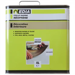Colle Néoprène Et Dilluant Colle Rapide Néoprène Edia Tous Types Supports Beige Bidon 5 Litres